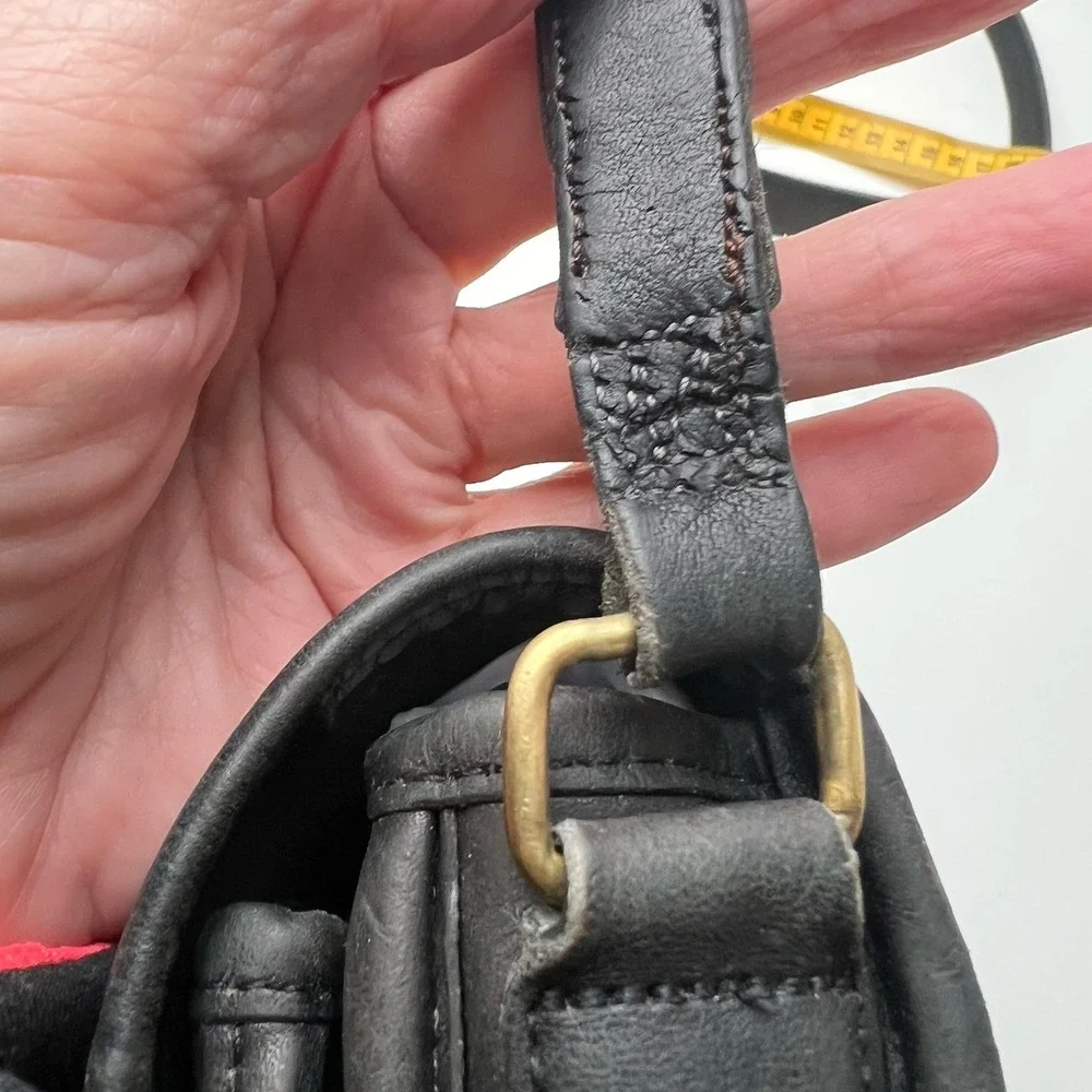 COACH 0171-256 Compartment Bag Black Glove Cowhide Leather Crossbody 9850 Vtg.